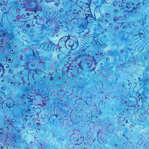 Lumin Fabrics Island Batik Under the Sea Sea Weed Multi Blue Purple