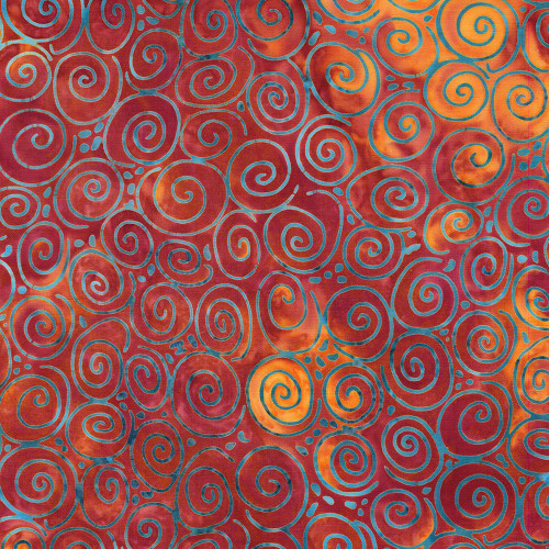 Lumin Fabrics Island Batik Starry Seas Spiral Orange Vermillion