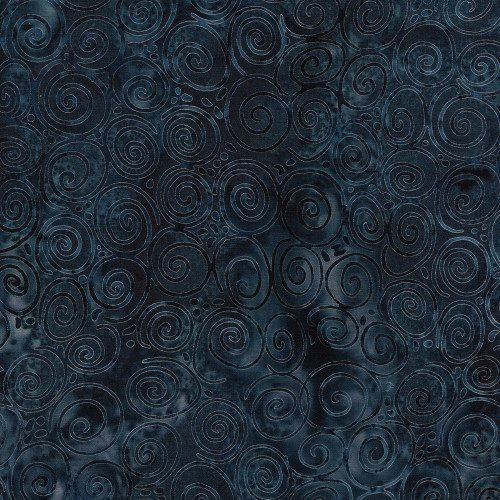 Lumin Fabrics Island Batik Starry Seas Spiral Blue Midnight Ble