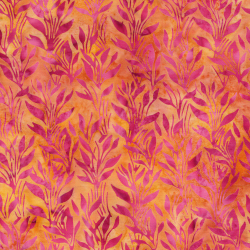 Lumin Fabrics Island Batik Hello Sunshine Vines and Leaves Multi Pink Yellow
