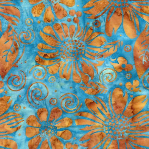 Lumin Fabrics Island Batik Blooom Grove Large Floral Teal Mermaid