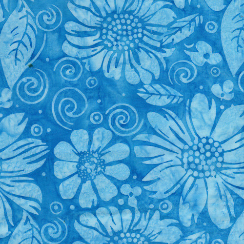 Lumin Fabrics Island Batik Blooom Grove Large Floral Teal Surf