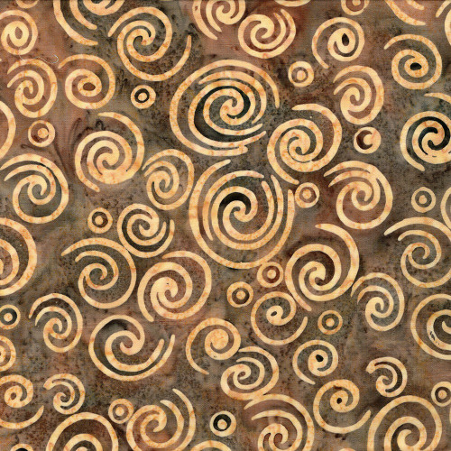 Lumin Fabrics Island Batik Blooom Grove Spiral Brown Java