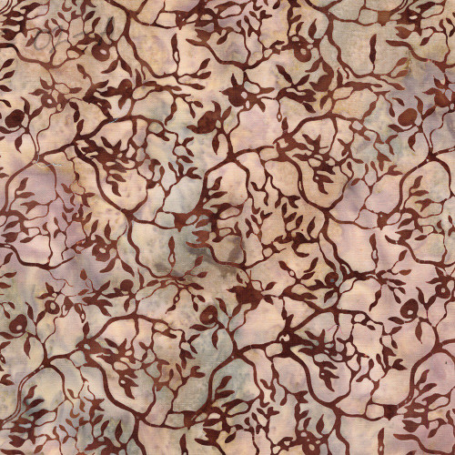 Lumin Fabrics Island Batik Cherry Blossom Cherry Vine Brown Toast
