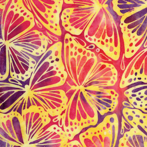 Lumin Fabrics Island Batik Butterfly Ballet Monarch Wings Multi Pink Purple Orange