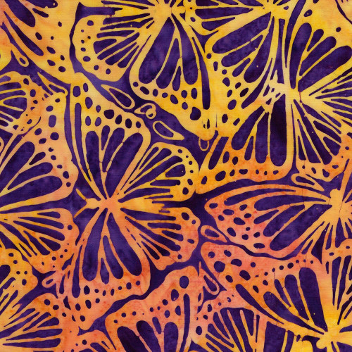 Lumin Fabrics Island Batik Butterfly Ballet Monarch Wings Multi Purple Yellow