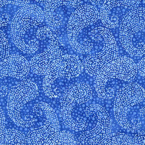 Lumin Fabrics Island Batik Paisley Parade Mini Dot Paisley Blue Bluebird