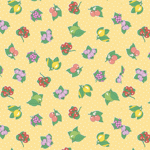 Riley Blake Fabrics Liberty Fabrics Gifts from the Garden Lasenby Cotton Yellow Polka Dot Fruit