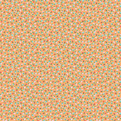 Riley Blake Fabrics Liberty Fabrics Gifts from the Garden Lasenby Cotton Orange Aqua Fruit Twist
