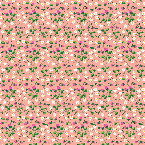 Riley Blake Fabrics Liberty Fabrics Gifts from the Garden Lasenby Cotton Peach Pink Strawberry Vine