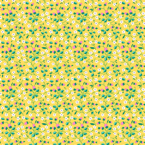 Riley Blake Fabrics Liberty Fabrics Gifts from the Garden Lasenby Yellow Green Strawberry Vines