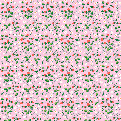 Riley Blake Fabrics Liberty Fabrics Gifts from the Garden Lasenby Cotton Pink Strawberry Vines