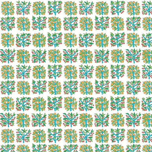 Riley Blake Fabrics Liberty Fabrics Gifts from the Garden Lasenby Cotton Blue Orange Orchard Trees