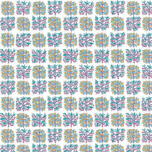 Riley Blake Fabrics Liberty Fabrics Gifts from the Garden Lasenby Purple Orange Blue Orchard Trees