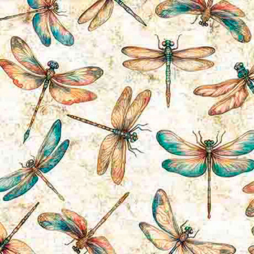 Quilting Treasures Fabrics Serenity Dan Morris Cream Dragonflies 108 Inch Wide Quilt Backing