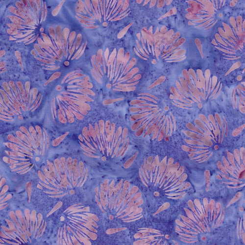 Lumin Fabrics Island Batik Garden Bloom Floral Fan Tossed Multi Purple Pink Iris