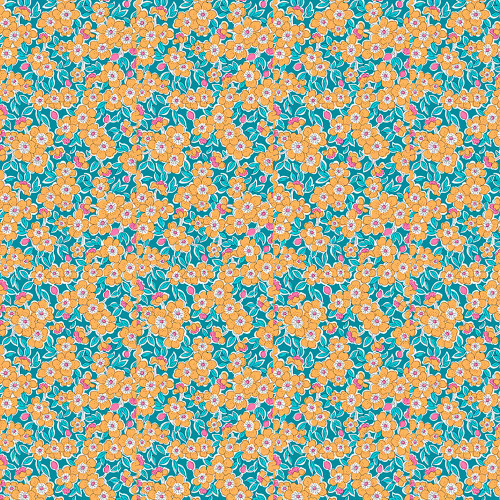 Riley Blake Fabrics Liberty Fabrics Gifts from the Garden Lasenby Cotton Orange Blue Apple Blossoms