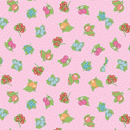Riley Blake Fabrics Liberty Fabrics Gifts from the Garden Lasenby Cotton Pink Polka Dot Fruit