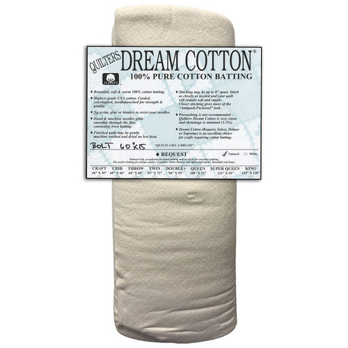 Dream Cotton Quilt Batting Natural Request Loft Throw Size Roll Mini Bolt 15 yards