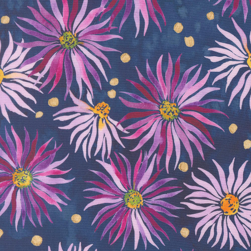 Moda Fabrics Soulstice Create Joy Project Wall Flower Watercolor Floral  Navy Blue