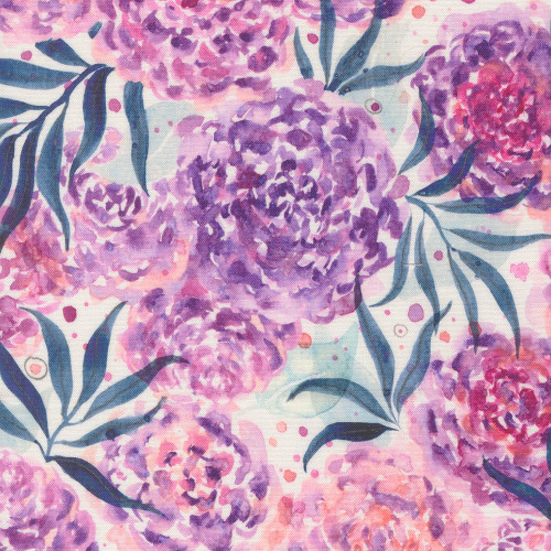 Moda Fabrics Soulstice Create Joy Project Dahlia Mama Watercolor Floral  Lavender Purple