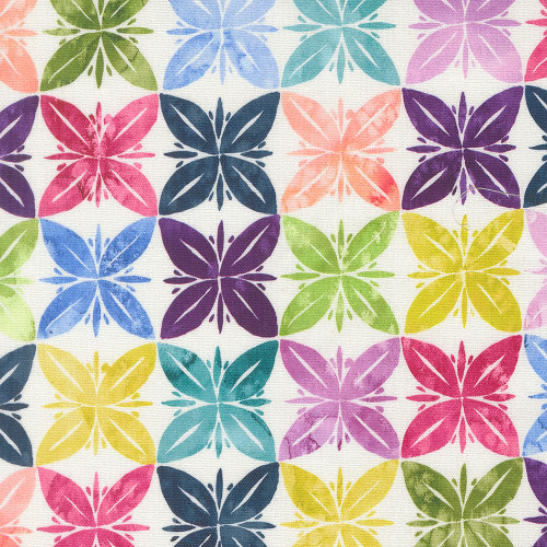 Moda Fabrics Soulstice Create Joy Project Butterfly Lattice Watercolor Canvas Cream Red Blue Green