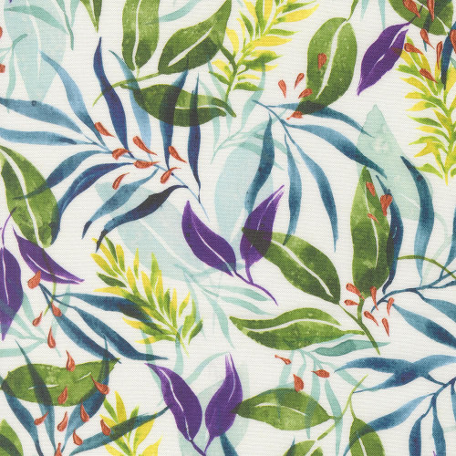 Moda Fabrics Soulstice Create Joy Project Verdant Florals Watercolor Leaf Fern Green