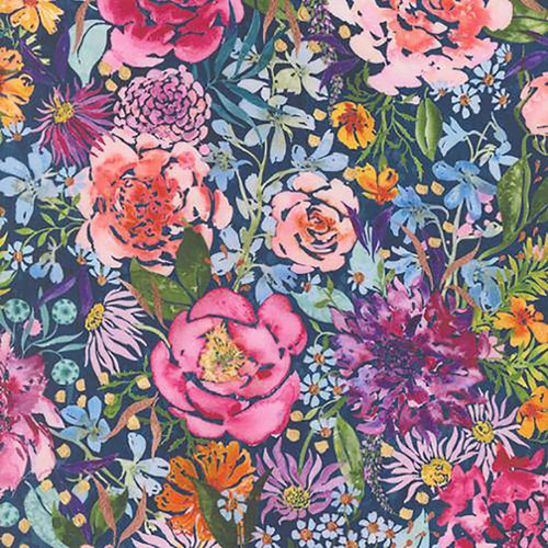 Moda Fabrics Soulstice Create Joy Project 108 Inch Wide Quilt Back Large Floral Navy Blue