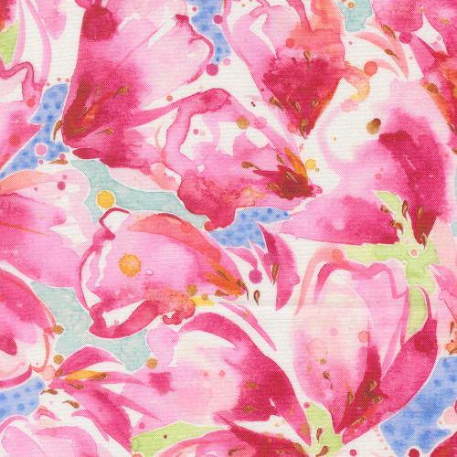Moda Fabrics Soulstice Create Joy Project Kabloom Floral Watercolor Peony Pink