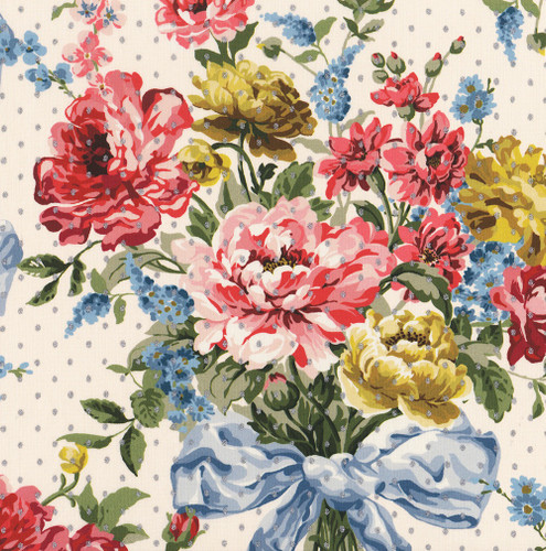 Liberty Fabrics Netflix Bridgerton Bow Bouquet Floral Spot Tana Lawn Cream Pink Rouge Blue