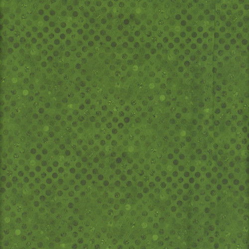 Lumin Fabrics White Owl Textiles Fundamentals Codici Jungle Green, fabric with a vibrant green background and scattered dark green dots pattern.