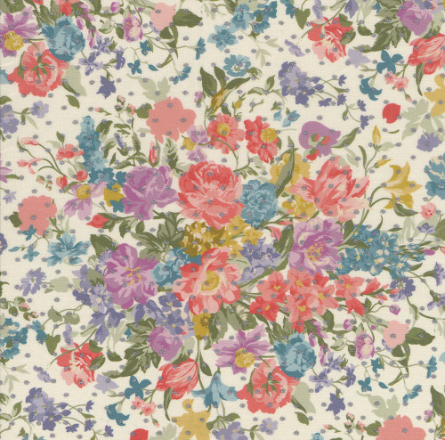 Liberty Fabrics Netflix Bridgerton Bouquet Parade Spot Floral Tana Lawn Cream Pink Blue Green
