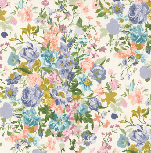 Liberty Fabrics Netflix Bridgerton Bouquet Parade Floral Tana Lawn Cream Pink Blue Purple