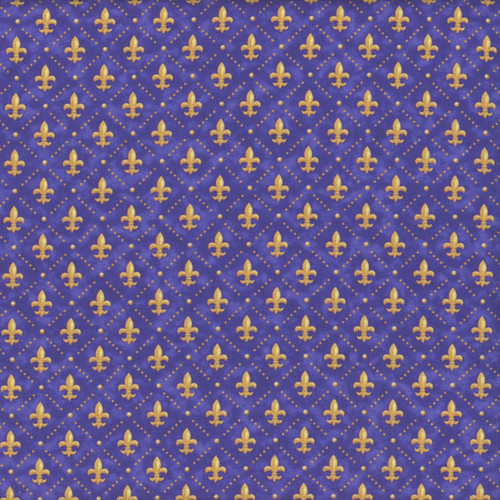  Quilting Treasures Fabrics Mardi Gras Fleur de Lis Purple Lilac Yellow