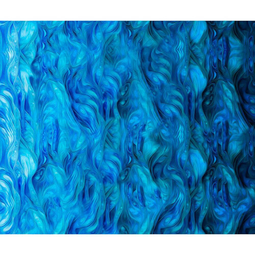Quilting Treasures Fabrics Horizons Ombre Texture Dan Morris Ocean Blue, vibrant blue and teal abstract fabric with swirling, textured pattern.
