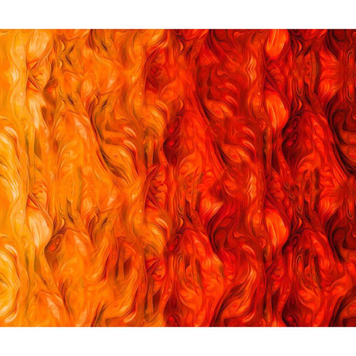 Quilting Treasures Fabrics Horizons Ombre Texture Dan Morris Cayenne Red, vibrant fabric with a swirling, textured ombre pattern in shades of red and orange.