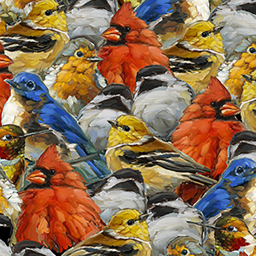 Quilting Treasures Fabrics Joyful Garden Packed Birds Cardinals Sparrows Bluebirds
