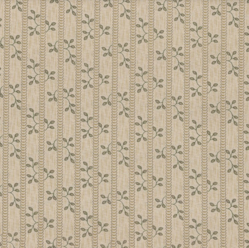 Andover Fabrics Forest Glen by Renee Nanneman Vines Lichen Green, fabric pattern with vine motifs and light green background.
