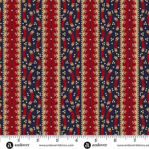 Andover Fabrics Fredericksburg Revisited by Jo Morton Ribbon Strip Crimson