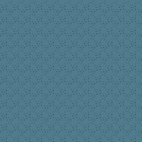 Andover Fabrics Moody Hues by Nancy Rink X Toss Largo fabric, teal background with small black plus signs pattern.