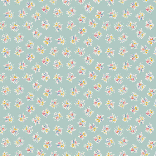Andover Fabrics Petite Fleur by Makower UK Posy Teal