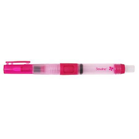 Aqua Eraser Pen, same great pen now sold by itself. Removing marking lines from fabric has sometimes been a cause of concern, especially when trying to get rid of the lines without hurting the fabric. Not any more! With the "Sewline Aqua Eraser" your worries are erased along with the marking lines.