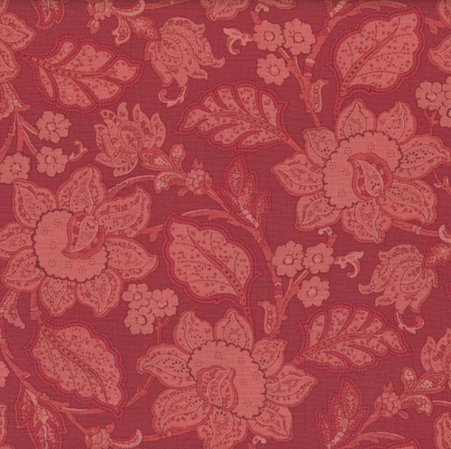 Andover Fabrics Forest Glen by Renee Nanneman Jacobean Raspberry, fabric with a floral Jacobean pattern in shades of raspberry and pink.
