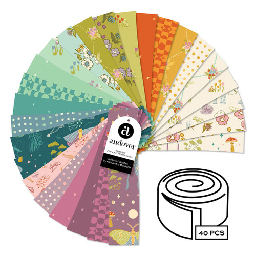 Andover Fabrics Celestial Garden by Alexandra Bordallo Jelly Roll Fabric Strps 40 Cuts Each