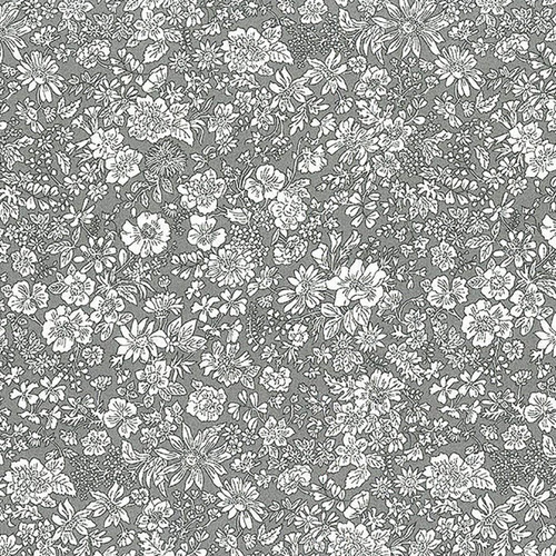 Liberty Fabrics Lasenby Cotton Emily Belle Floral Lead Grey