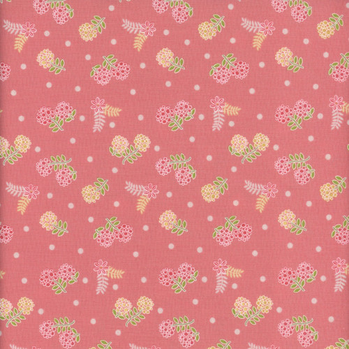Riley Blake Fabrics Awakening Blossoms Tossed Flowers Coral Pink