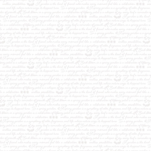 Riley Blake Fabrics Awakening Garden's Promise Script White on White