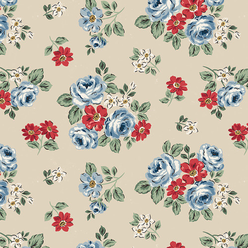 Riley Blake Fabrics Independence Roses Dogwood Flowers Beige Cream