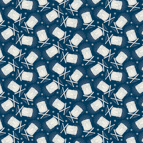 Riley Blake Fabrics Independence Freedom Drums Oxford Blue