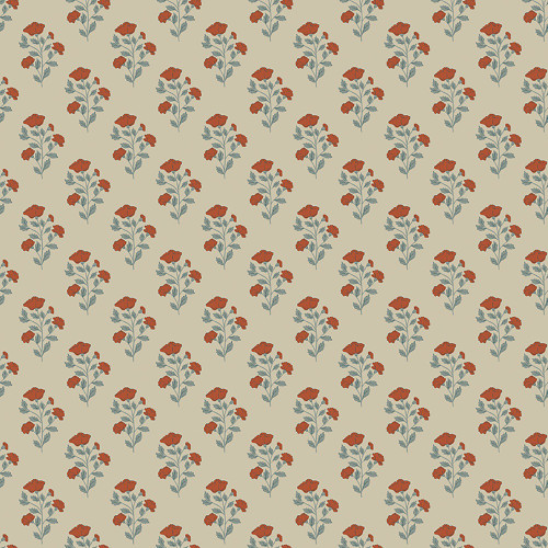Riley Blake Fabrics Ambleside Flower Stems Sand Cream Orange